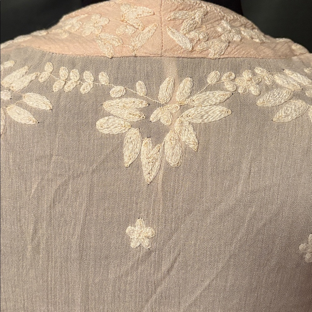 Free People Cream Embroidered Long Dress - Picture 4 of 13